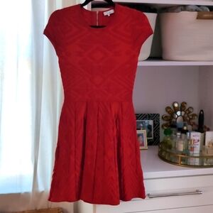 Red Knit Parker Dress